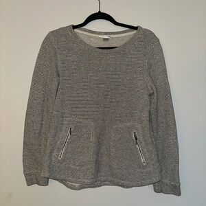 Kenar Gray Cotton Blend Textured Sweater with Zipper Pockets, Size M